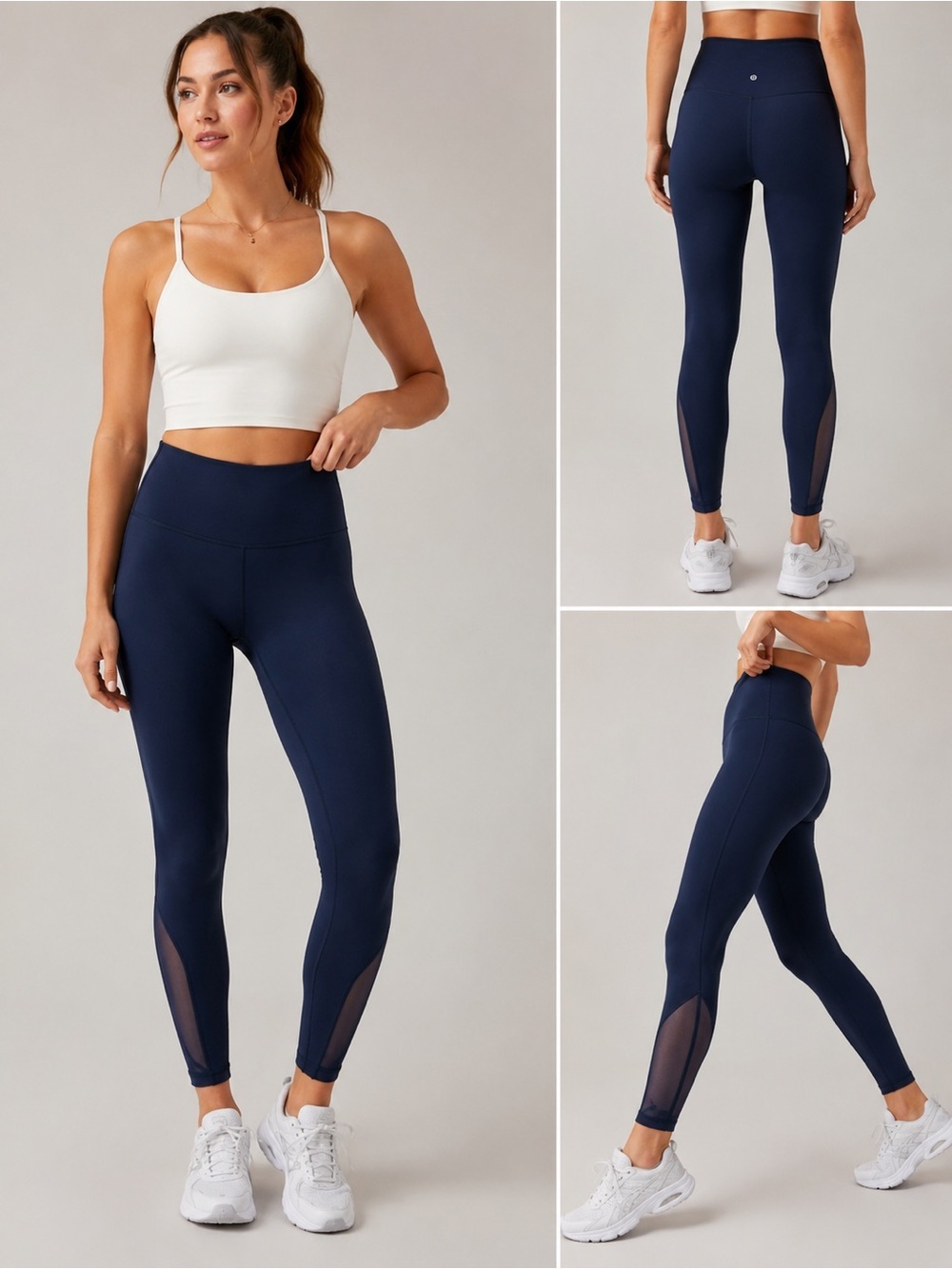 Lululemon Wunder Under High Rise Mesh Panel Leggings Navy Size 0